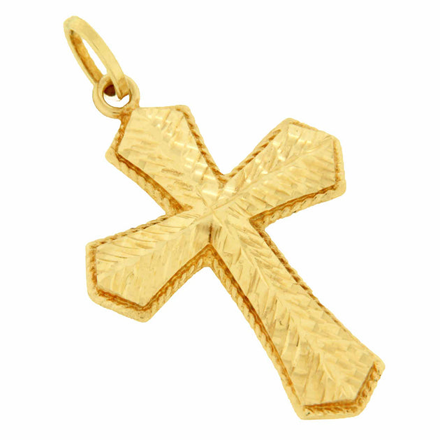 UNOAERRE K18イエローゴールドダイヤモンドカットクロスペンダント