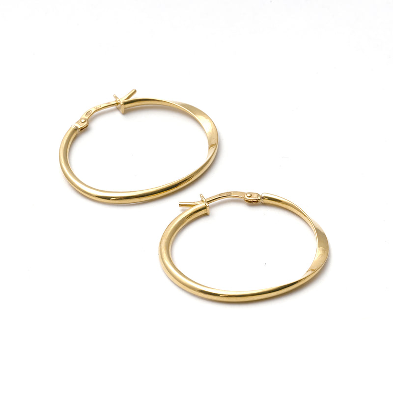 UNOAERRE K18イエローゴールドデザインフープピアス 31758