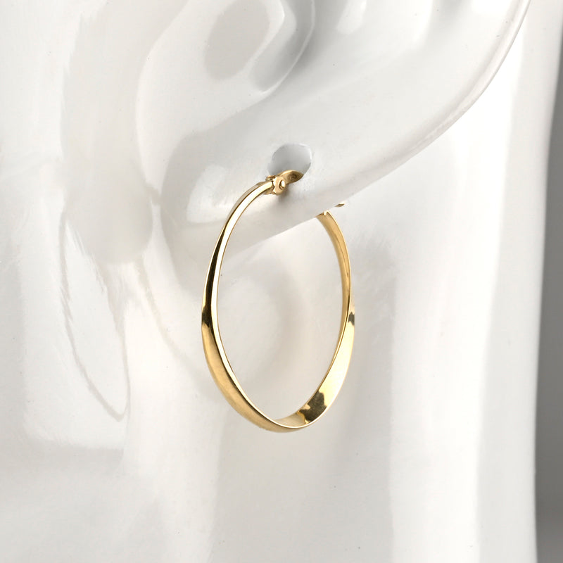 UNOAERRE K18イエローゴールドデザインフープピアス 31758