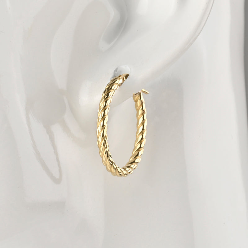 UNOAERRE K18イエローゴールドデザインフープピアス 31760