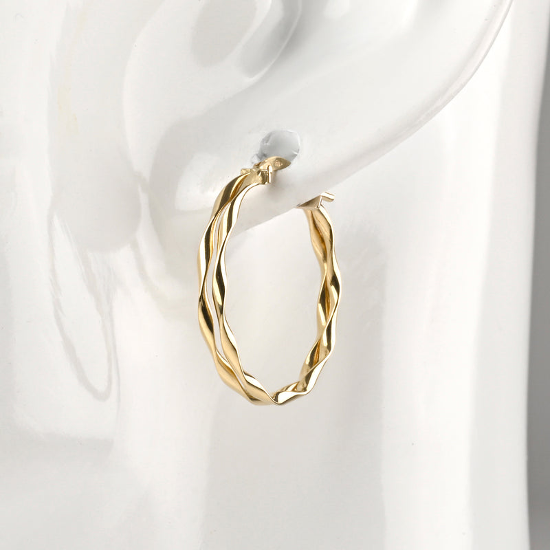 UNOAERRE K18イエローゴールドデザインフープピアス 31776