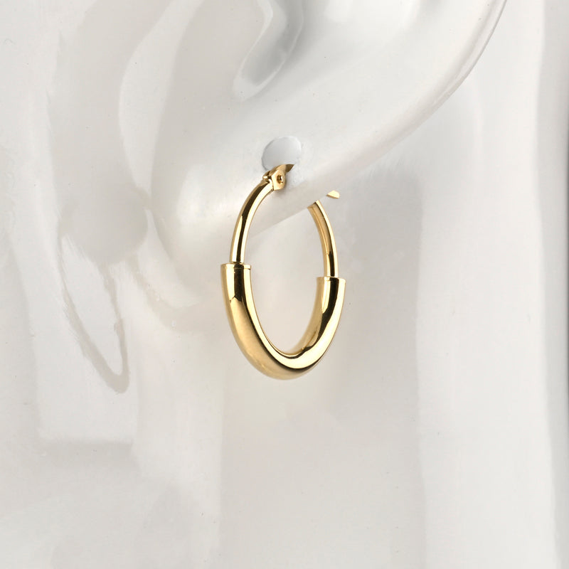 UNOAERRE K18イエローゴールドデザインフープピアス 31815